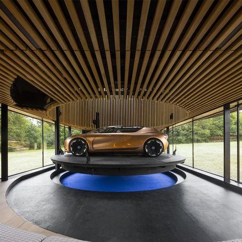 Multiple Car Garage, Getting A House, Car Elevator, Car Exhibition, Car Showroom Design, Wooden Cladding, Interior Cladding, Driveway Ideas, Luxury Garage