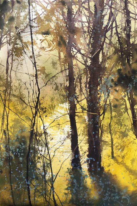 Herman Pekel, Sweden demo Watercolor Oak Tree, Herman Pekel Watercolors, Sweden Nature Landscapes, Forest Impressionism, Moody Painting, Oehme Van Sweden Gardens, Grey Painting, Impressionist Landscape, Outdoor Paint