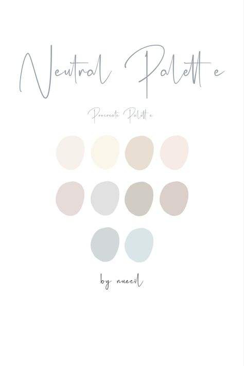 Here’s an aesthetic neutral palette. Free to use, just color pick from the swatches. Procreate palettes. Neutral and aesthetic colors. Neutral Wedding Colors Spring, Pale Colors Aesthetic, Neutral Journal Aesthetic, Cream Pallete Color, Pastel Earthy Color Palette, Neutral Color Pallete Aesthetic, Feminine Neutral Color Palette, Oatmeal Color Palette, Nuetral Pallete