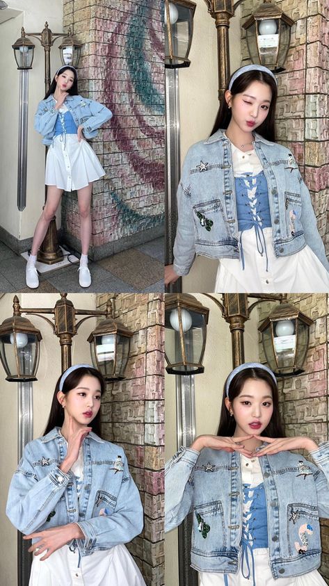 Jang Wooyoung, Jacket Outfit Women, Denim Jacket Outfit, Poses Women, Photography Poses Women, Jacket Outfit, Winter Outfit Ideas, Aesthetic Outfit, Denim Outfit