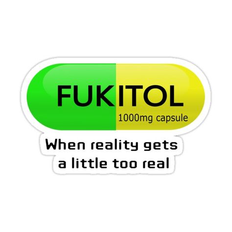 Decorate laptops, Hydro Flasks, cars and more with removable kiss-cut, vinyl decal stickers. Glossy, matte, and transparent options in various sizes. Super durable and water-resistant. Funny medication - fukitol capsule! Pharmacy humor! Pharmacy Memes Funny, Pharmacy Memes Humor, Funny Medical Stickers, Pharmacy Stickers, Pharmacy Quotes, Funny Pharmacy, Pharmacy Week, Pharmacy Decor, Pharmacy Humor