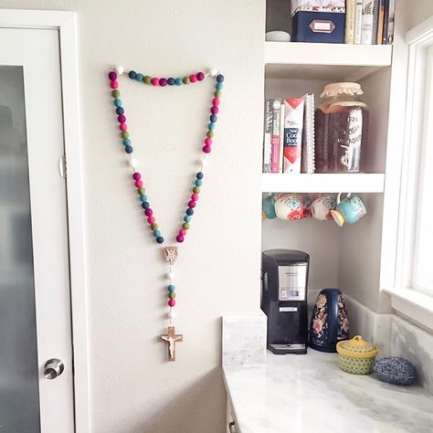 Display Rosaries, Rosary Wall Decor, Big Rosary On Wall, Large Rosary Hanger, Wall Rosary, Hand-strung Rosary With Round Beads As Gift, Shop Displays, Flowers Ideas, Prayer Room