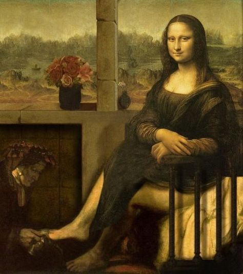 Art Parodies, Lisa Smile, Mona Lisa Parody, Mona Lisa Smile, The Mona Lisa, Graffiti Artwork, Art Parody, Paid Off, Funny New