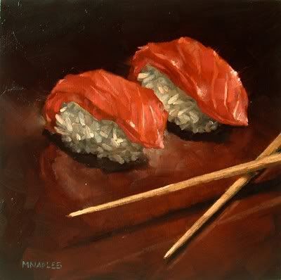 Michael Naples - Sushi Natural Objects, Taiwan Food, Oil Painting Inspiration, Sushi Art, Oil Art, Animals Tattoos, Gouache Art, Food Painting, Molecular Gastronomy