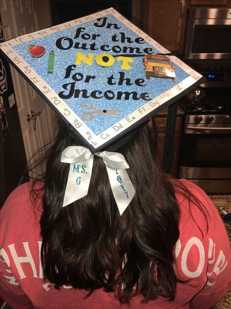 Teaching Graduation Cap, Education Graduation Cap, Graduation Cap Designs College, Graduation Designs, Teacher Graduation Cap, College Teaching, Elementary Graduation, High School Graduation Cap, College Graduation Cap Decoration