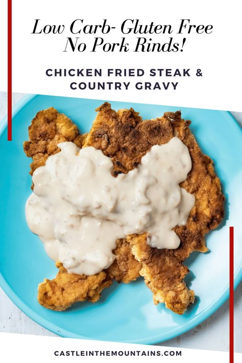 Keto Chicken Fried Steak, Chicken Fried Steak Gravy, Steak Gravy, Chicken Fried Steak Recipe, Low Sugar Diet Recipes, Fried Steak Recipes, Country Gravy, Low Fat Low Carb, Low Carb Low Fat Recipes