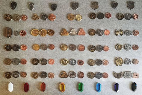 Fantasy Coin Art, Fantasy Money System, Dabloons Oc, Fantasy Currency, Fantasy Money, Fantasy Coins, Dnd Diy, Dnd Crafts, Odd Fashion