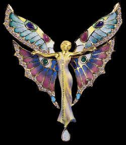 Art Nouveau  https://www.artexperiencenyc.com/social_login/?utm_source=pinterest_medium=pins_content=pinterest_pins_campaign=pinterest_initial Butterfly Wings Art, Butterfly Lady, Bijoux Art Deco, Bijoux Art Nouveau, Barcelona Catalonia, Nouveau Jewelry, Wings Art, Gem Diamonds, Art Nouveau Design