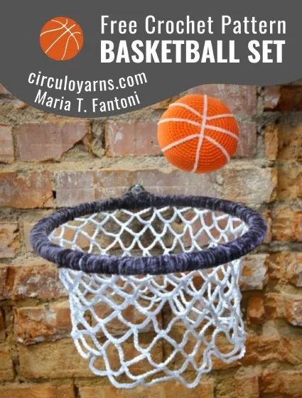 Free Crochet Pattern Basketball Set · Free Crochet Patterns Crochet Basketball, Learn Crochet, Shower Puff, Crochet Baby Toys, Fun Crochet Projects, A Basketball, Crochet Basket, Mug Rug, Free Crochet Patterns