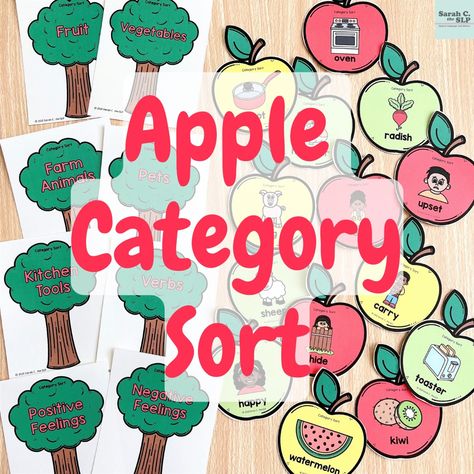 🍎🍏 Apple Activities! 🍎🍏 Sort and describe 54 items to target vocabulary skills during speech & language therapy this fall. 🍏 Sort 54 items in 5 general categories. 🍎 Includes 6 subcategory cards too. 🍏 Worksheets are included for extra practice. 🍎 EASEL Digital Activities and Assessments! 🍏🍎 Check it out in my TPT store using the link in my bio or story! 🍏🍎 #speechtherapyforkids #speechlanguagepathology #schoolslp #speechtherapyfun #speechtherapyideas #vocabulary #vocabularybuilding ... Language Activities For Kids, Fall Speech Therapy, Speech Language Activities, Apple Activities, School Slp, Vocabulary Building, Speech Language Therapy, Speech Language Pathology, Language Activities