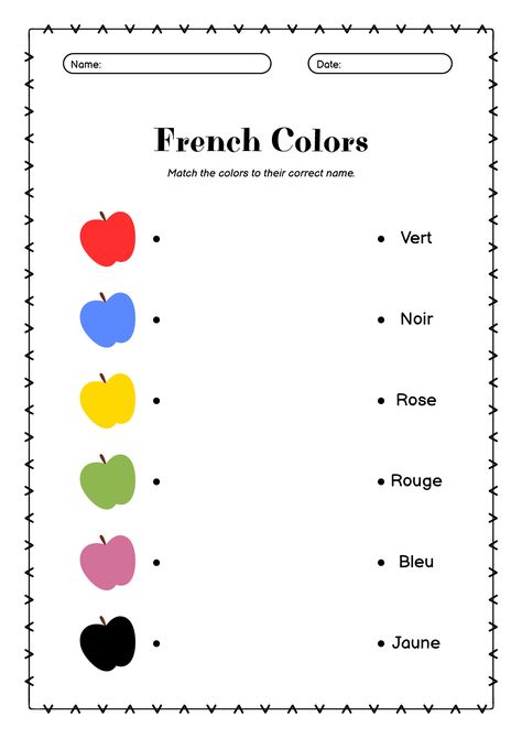 Bilingual French-English Colors Worksheet French Preschool Activities, Colors In French, French Language Learning Kids, French Practice, Family Worksheet, French Worksheets, French Teaching Resources, French Kids, French Activities