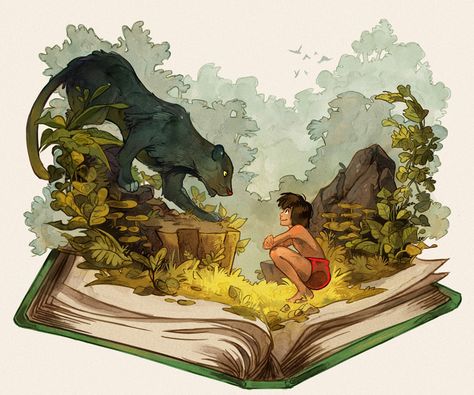 Mogli Jungle Book, Fan Art Disney, Illustration Art Nouveau, Disney Illustration, Animation Disney, Images Disney, The Jungle Book, Drawing Faces, Art Disney