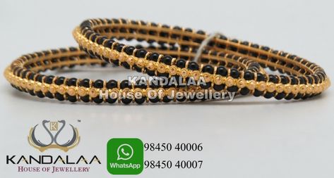 Black Bangles, Beads Bangles, Heavy Jewellery, Vaddanam Designs, Beaded Bangles, Simple Jewellery, Black Bangle, Diamond Bracelet Design, New Gold Jewellery Designs