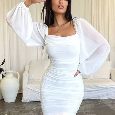 Elegant White Bodycon Dress For Party Season, White Fitted Off-shoulder Dress For Party, Engagement Dress Simple, White Off-shoulder Bodycon Dress For Party, Bd Outfits, Classy Graduation Outfit, Casual White Off-shoulder Bodycon Dress, Soiree Dresses For Pregnant Women, Winter White Dress