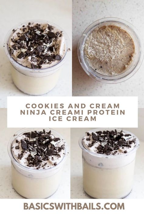 Cookies And Cream Protein Ice Cream, Cookies And Cream Creami Recipe, Ninja Creami Ice Cream Recipes Cookies And Cream, Nutri Creami Recipes, Cookies N Cream Protein Powder Recipes, Ninja Cream Recipe Protein, Cookies And Cream Ninja Creami, Cremi Ninja Recipes Protein, Ninja Creami Cookies And Cream Recipe