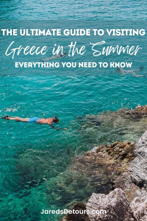 Greece is a stunning destination all year, but many people visit Greece and the Greek Islands in the summer. In this Greece travel guide, we cover the pros, cons, and essential tips for visiting Greece in the summer. Plan your perfect Greece travel itinerary and find out how to avoid the crowds with our summer guide. Europe travel, Europe destinations, Greece travel Greece Travel Itinerary, Azores Travel, Travel Europe Destinations, Summer Plan, Greece Itinerary, Travel Iceland, Visit Greece, Greece Travel Guide, Europe Trip Itinerary