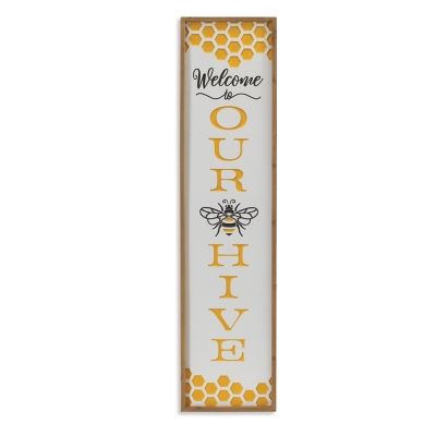 Welcome To Our Hive, Bee Themed Classroom, Wooden Porch, Bee Wall, Porch Wall, Wreath Home Decor, Engraved Sign, Bee Inspired, Honeycomb Design