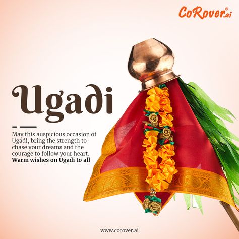 We wish you a very happy Ugadi. May this auspicious festival be a new beginning of hopes, aspirations for all of us. #Ugadi #HappyUgadi #Festival #Celebrations #NewYear #IndianFestival #Spring #CoRover Happy Ugadi, A New Beginning, Chase Your Dreams, Follow Your Heart, New Beginning, Indian Festivals, All Of Us, Very Happy, Dreaming Of You