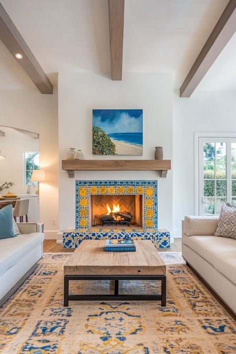 🌞 Mediterranean Vibes: Living Room Ideas You’ll Love 🏺 - Tuscan Living Room Ideas Mediterranean Decor, Mediterranean Interior Design Apartment, Spanish Style Fireplace Living Room, Mediterranean Boho Decor, Medditeranean Style Home Interior Design, Coastal Mediterranean Interior Design, Tuscan Living Room Ideas, Medditeranean Style Home, Hacienda Style Living Room