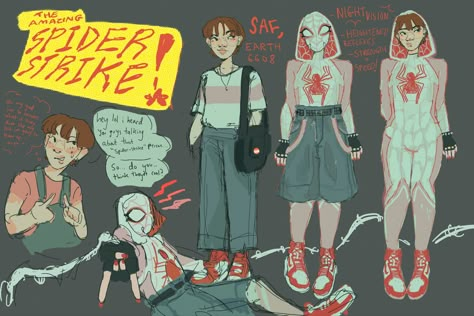 Spidersona With Skirt, Spidersona Female, Spider Sona Oc, Spidey Sona, Spider Verse Oc, Spidersona Oc, Spider Sonas, Spiderman Oc Art, Spidersona Art