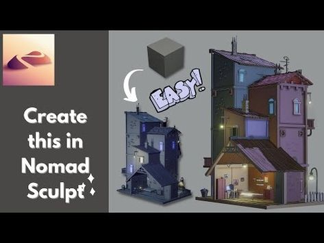 (1) Nomad Sculpt ( iPad ) - how to create house in Nomad Sculpt - YouTube Nomad Tutorial, Nomad Sculpt Tutorial, Blender Projects, Sculpt Ideas, Talking Video, Blender Character, Nomad Sculpt, Blender Character Modeling, 3d Sculpting