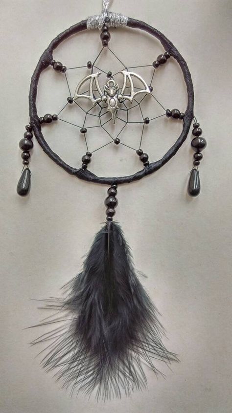 Gothic BAT Black Small Dreamcatcher Birthday Present Goth | Etsy Mini Dreamcatcher, Black Dreamcatcher, Car Mirror Charm, Dream Catcher Decor, Black Dream Catcher, Small Dream Catcher, Halloween Goth, Car Charms Mirror, Rear View Mirror Charm