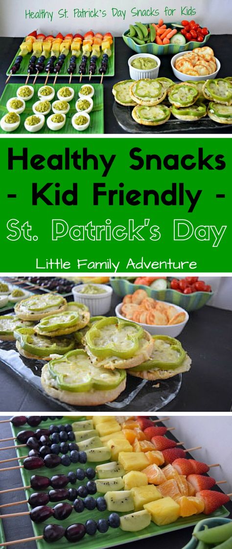 Need some food ideas for St. Patrick's Day, besides dessert? Check out these easy and healthy choices! St Patricks Day Food For Kids, St Patrick's Day Food For Kids, Healthy St Pattys Day Snacks, At Patrick’s Day For Kids Food, Green Foods For St Patricks Day Kids, Healthy Green Snacks For St Patricks Day, Green Lunch Ideas Kids St. Patrick's Day, St Patricks Food, St Patrick Day Snacks