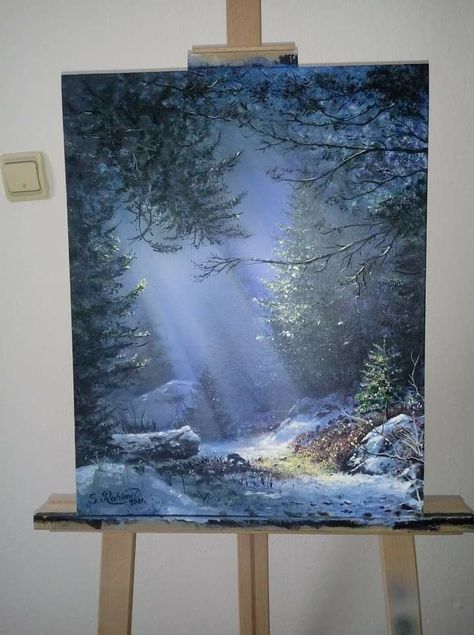 Winter Paintings On Canvas Acrylics, Painting Snow, Canvas Painting Designs, Winter Painting, Landscape Art Painting, Cute Paintings, Wow Art, Sketch Painting, Diy Canvas Art Painting