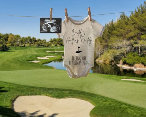 Golf Pregnancy Announcement, Golf Gender Reveal, Sports Template, Boy Announcement, Golf Baby, Pregnancy Announcement Template, Baby Announcement Photos, Golf Theme, Expecting Parents