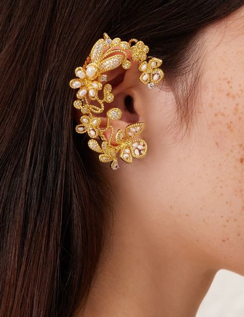 Zimmermann Bloom Ear Cuff Gold/Pearl Online | Zimmermann Jewelry With Stones, Resort 2024 Collection, Ear Cuff Jewelry, Resort 2024, Types Of Jewelry, Gold Ear Cuff, Cuff Jewelry, Indian Jewelry Sets, 2024 Collection