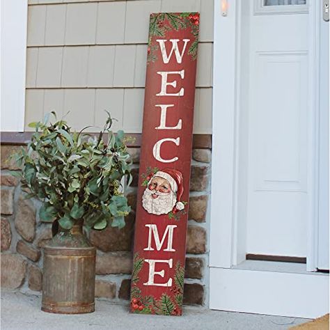 Board Welcome Sign, Welcome Sign Porch, Front Porch Deck, Outdoor Farmhouse, 2023 Ideas, Wooden Door Signs, Porch Welcome Sign, Christmas Painting, Christmas Signs Wood