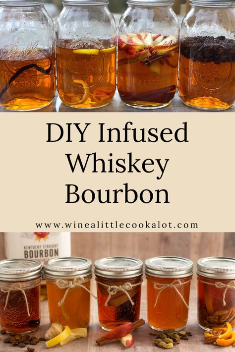 Infused Bourbon Gifts, How To Infuse Whiskey, Apple Infused Bourbon, Diy Infused Liquor, Apple Pie Infused Bourbon, Fruit Infused Whiskey, Homemade Christmas Liquor, Pecan Infused Bourbon, Coffee Infused Bourbon