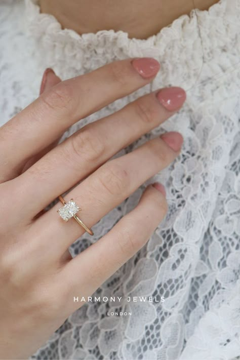 Simple Square Rings Engagement, Radiant Cut Engagement Ring 1ct, Small Rectangle Engagement Ring, 1ct Radiant Engagement Ring, 1 Ct Radiant Engagement Ring, 1 Carat Radiant Engagement Ring, Radient Engagement Ring Gold, Gold Engagement Ring Radiant Cut, Radient Engagement Rings