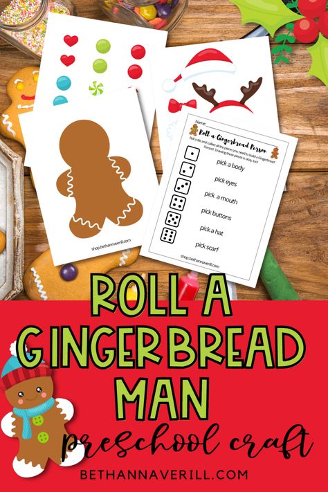 Adorable Roll a Gingerbread Man Dice Game for Preschoolers Gingerbread Man Games Preschool, Roll A Gingerbread Man Dice Game, Build A Gingerbread Man, Gingerbread Man Printable, Gingerbread Man Games, Gingerbread Games, Play Doh Fun, Gingerbread Man Crafts, Gingerbread Party