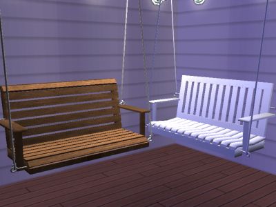 Mod The Sims - Porch Swings in Rustic and Mission Style Sims 4 Rustic Cc Furniture, Ts4 Backyard Cc, Sims 4 Outdoor Cc, Sims Car, Sims2 Cc, Sims 4 Controls, Front Porch Swing, Sims Packs, Backyard Swings