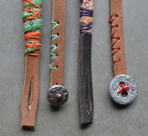 Leather Jewelry Making, Leather Embroidery, Leather Jewels, Leather Craft Projects, Leather Jewellery, Leather Scraps, Crafts Jewelry, Leather Bracelets, Recycled Leather