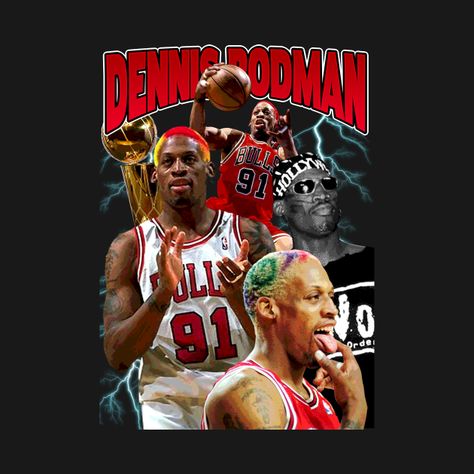 Dennis Rodman Graphic Tee, Dennis Rodman T Shirt, Rodman Dennis, Dennis Rodman Shirt, Denis Rodman, Wallpaper Basketball, Bootleg Design, Chicago Basketball, 90s Nba