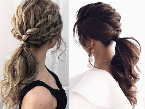 Hairdo Ponytail Wedding, Glam Ponytail Hairstyles Wedding, Ponytail Updo Wedding Bridesmaid, Wedding Ponytail Hairstyles Bridesmaid, Bridesmaid Updo For Long Hair, Elegant Ponytail Hairstyles Wedding, Ponytail For Wedding, Bridesmaid Ponytail Hairstyles, Bridal Hair Ponytail