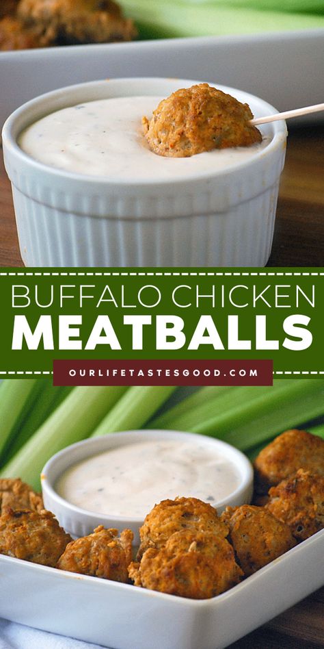 Enjoy Buffalo Chicken Meatballs, the best holiday appetizer and a delicious party food everyone will love! Made with ground chicken, cumin, paprika, and a kick of Tabasco Sauce, it's an easy to make New Year's Eve food idea. Try it this season and enjoy! Appetizer For Two, Buffalo Balls, Chicken Wing Flavors, Buffalo Chicken Wing, New Year's Eve Food, Drinks To Make At Home, Best Holiday Appetizers, Easy Finger Foods, Party Crowd