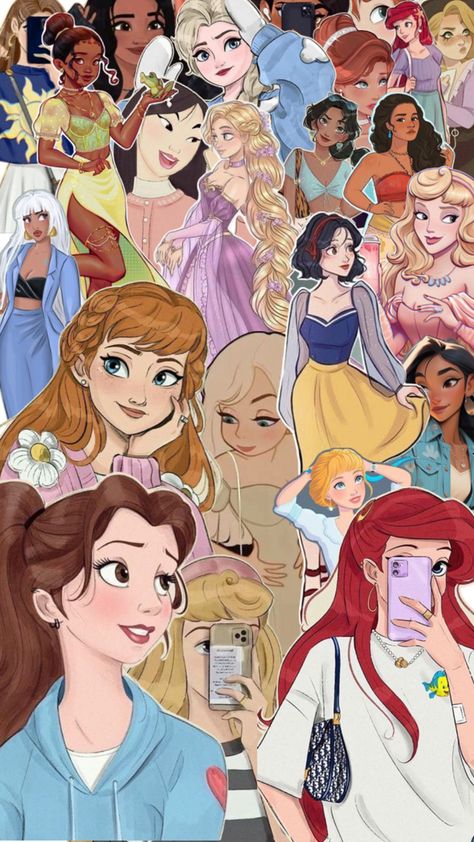 Disney Characters Pictures, Princess Illustration, Disney Princess Artwork, Best Friends Cartoon, Whatsapp Wallpaper Cute, Disney Princess Quotes, Cute Disney Pictures, Disney Collage, Friend Cartoon