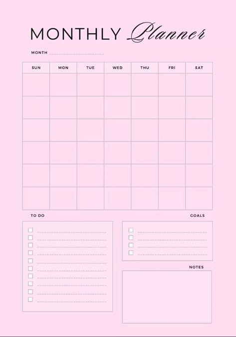 | Monthly planner | Pink | colledgeplanner #wellnessplanner #digitalplannerfreebies #cutedigitalplanner. Pink Journal Template, Pink Monthly Planner, Aesthetic Daily Planner, Pink Daily Planner, Daily Planner Ideas, Daily Planner Templates, Vision Wall, Girly Planner, Digital Planner Ideas