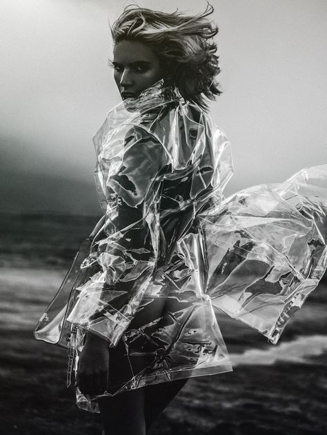 Chloe Holmes By  Kesler Tran For Treats! Magazine Winter 2015 Kesler Tran, Rain Fashion, Raincoat Outfit, Long Rain Coat, Plastic Raincoat, Pvc Raincoat, Coat Street Style, Yellow Raincoat, Coat Outfit