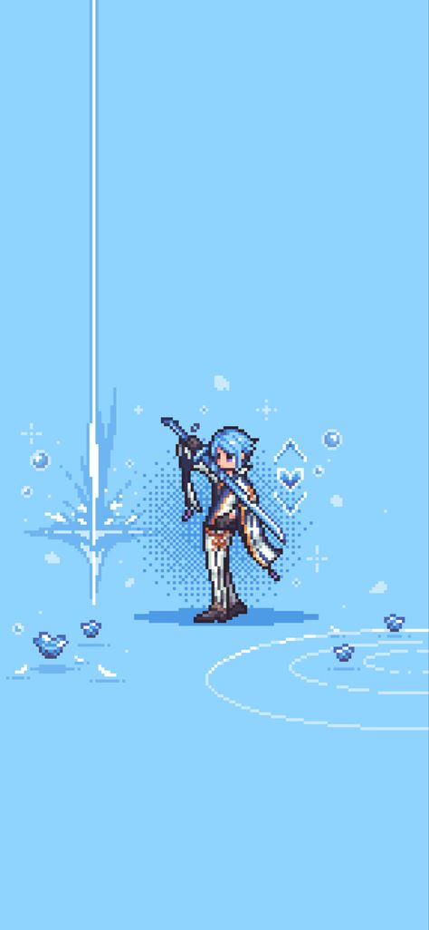 Genshin Pixel Art, Genshin Impact Pixel Art, Pixel Art Wallpaper, Interesting Drawings, Pretty Animals, Dragon Quest, Phone Themes, 8 Bit, Kingdom Hearts