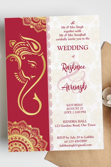 Indian wedding maroon and gold Ganesha mandala Invitation template instant download Wedding Maroon And Gold, Mandala Invitation, Ganesha Mandala, Wedding Maroon, Wedding Card Design Indian, Hindu Wedding Invitations, Hindu Wedding Cards, Invitations Ideas, Indian Wedding Invitation Cards