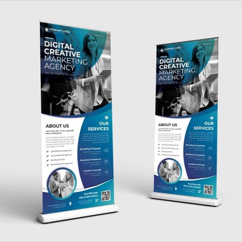 Digital Creative Roll Up Banner Roll Up Banner Design Ideas, Medical Roll Up Banner Design, Standing Banner, Roll Up Design Inspiration Rollup Banner, Corporate Banner, Roll Up Banner Design, Corporate Roll Up Banner Design, Roll Banner, Roll Up Banner