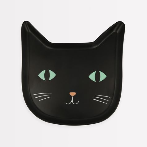 PRICES MAY VARY. DURABLE MELAMINE. This Halloween plate is a a black melamine plate in the shape of a cat's head with fabulous ear details. CAT FACE. The charming cat face is a transfer on the front of the plate, with green eyes, a adorable pink nose, a smiling mouth and white whisker details. DISHWASHER SAFE. This Halloween plate is dishwasher safe (up to 149F), making it an easy plate to keep clean and tidy for regular use. VERSATILE. Durable melamine plates are ideal for use indoor or outdoor Halloween Dinnerware, Halloween Party Plates, Camping Plates, Cat Plate, Orange Plates, Picnic Plates, Halloween Icon, Halloween Plates, Kids Dining