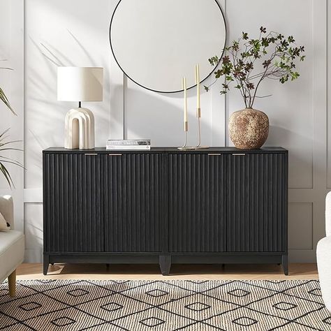 Amazon.com: mopio Brooklyn Storage Cabinet, Modern Farmhouse Entryway Accent Cabinet, Buffet Sideboard, Credenza, Wood Modular Cabinet with Doors & Shelf, Fluted Panel, for Living Room (Black, Set of 2) : Home & Kitchen Modular Cabinet, Credenza Wood, Modern Farmhouse Entryway, Fluted Panel, Cabinet Buffet, Modular Cabinets, Used Cabinets, Dining Room Sideboard, Cabinet With Doors