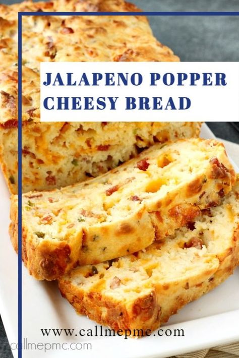 Bacon Jalapeno Popper Cheesy Bread is buttery and cheesy with a slight heat and wonderful bacon flavor! It’s perfect as a side, breakfast, or used in a sandwich. Jalapeno Bacon Bread, Bacon Cheese Jalapeno Quick Bread, Bacon Egg And Cheese Bread, Jalapeno Cheesy Bread, Cheese And Jalapeno Bread, Hot Pepper Bread, Jalapeño Popper Bread, Jalapeno Cheese Bread Recipe, Jalapeno Quick Bread