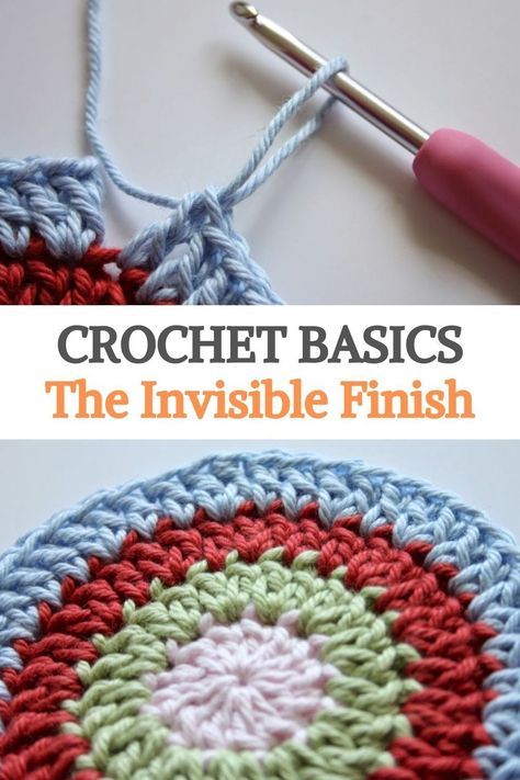 Finish A Crochet Project, Invisible Crochet Stitch, How To Finish Off Crochet In The Round, How To Invisible Join In Crochet, Finish Crochet Project, Crochet Invisible Finish, Invisible Finish Off Crochet, Invisible Slip Stitch Crochet, Finishing Crochet Ends