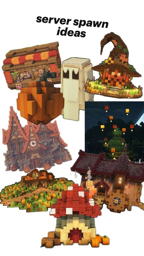 Minecraft Fall Builds, Minecraft Halloween Ideas, Minecraft Build Ideas, Minecraft Farm, Minecraft Drawings, Minecraft Cottage, Easy Minecraft Houses, Minecraft Castle, Minecraft Room